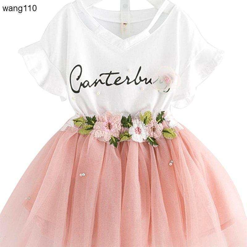 Summer Kids Girls Clothing Sets 2 pcs Summer Kids Girls Clothing Sets 2 pcs T-shirt Hole Pants Set J&E Discount Store