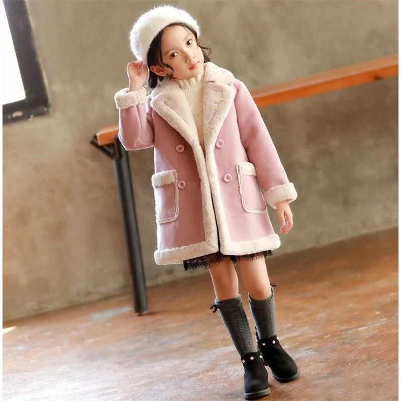 Girls Double Breast Cotton Trim Coat Girls Double Breast Cotton Trim Coat J&E Discount Store