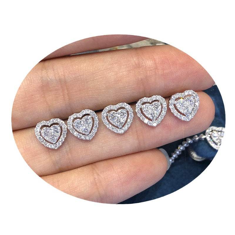 Rhinestone Love Stud Earrings Rhinestone Love Stud Earrings For Women Temperament Fashion Heart-shap J&E Discount Store