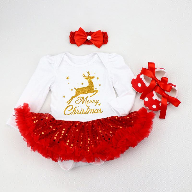Newborn Baby Christmas Long Sleeve Romper Dress Newborn Baby Christmas Long Sleeve Romper Dress J&E Discount Store