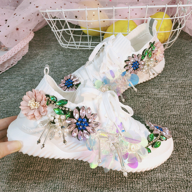 Sports Casual Thick Bottom Elastic Knitted Shoes Women's Sports Casual Thick Bottom Elastic Knitted Shoes J&E Discount Store