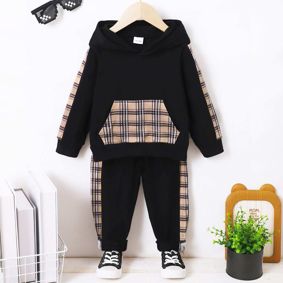 Children' Children's Fashion Plaid Long-sleeved Sweat Suit J&E Discount Store