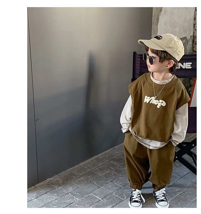 Hoodie Korean Version Explosive Street Work Suit Children's Hoodie Korean Version Explosive Street Work Suit Three Piec J&E Discount Store