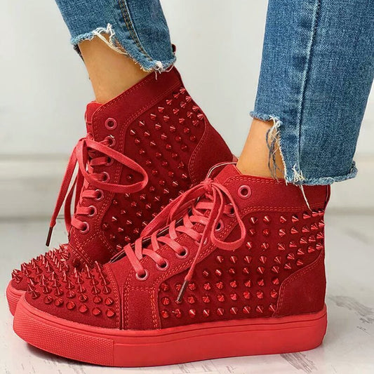 Men' Men's And Women's Thick-soled High-top Rhinestone Rivet Casual Sneaker J&E Discount Store 