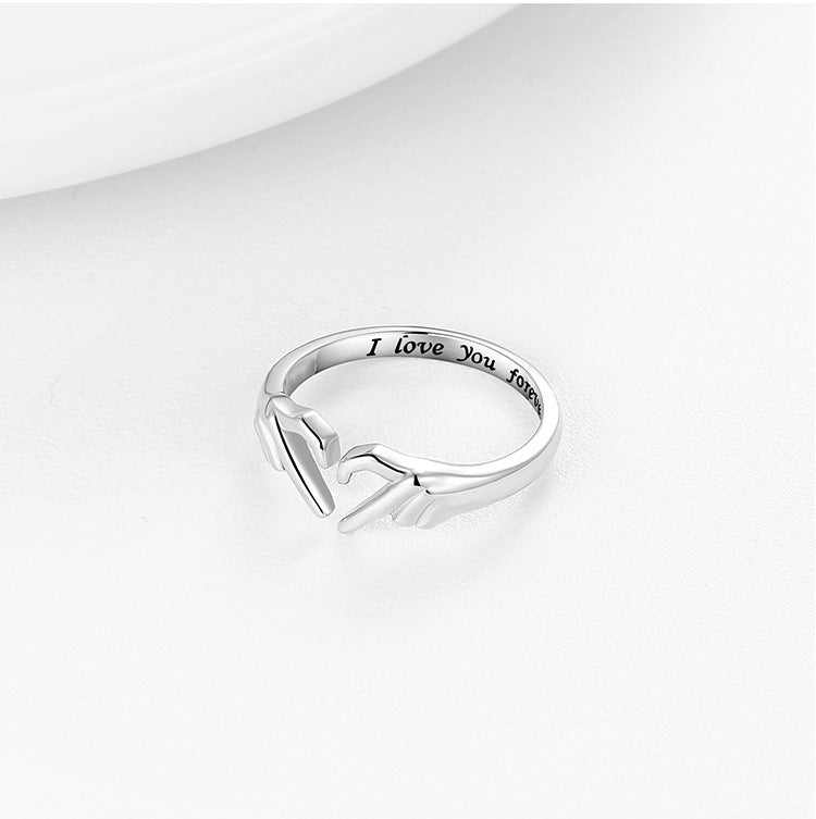 Women Couple Jewelry Silver Color Punk Gesture Wedding Men Finger Accessories Gifts Romantic Heart Hand Hug Fashion Ring For Women Couple Jewelry Silver C J&E Discount Store 