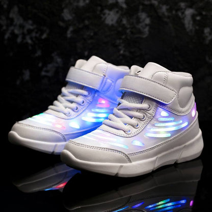 Flying Woven High-top Velcro Casual Shoes Fluorescent Shoes Led Luminous Shoes Flying Woven High-top Velcro Casual Shoes Fluorescent Shoes Led Lumino J&E Discount Store 