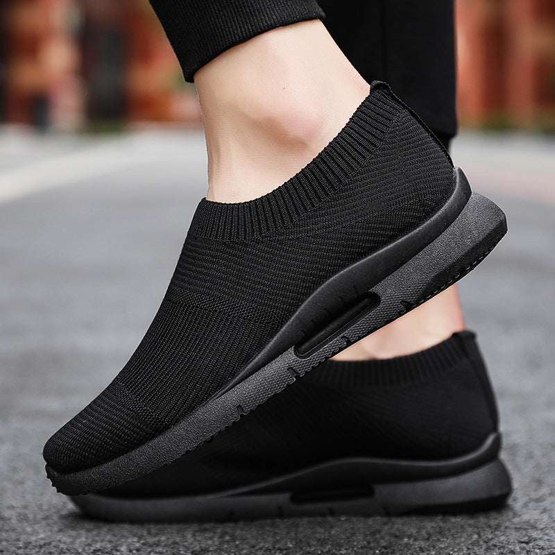 Mesh White Shoes Black Casual Sneakers Flying Knit Sneakers Men's Mesh White Shoes Black Casual Sneakers J&E Discount Store 