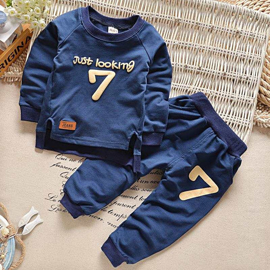 Print 7-Baby cotton long-sleeved Print 7-Baby cotton long-sleeved two-piece sweat suit J&E Discount Store 