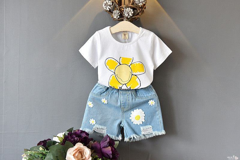 -piece summer children' Girls two-piece summer children's clothing girls short-sleeved T-shirt J&E Discount Store 