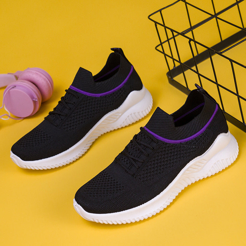 Summer Flying Woven Breathable Mesh Ladies Casual Sports Shoes Trend Mom Running Shoes Spring And Summer Flying Woven Breathable Mesh Ladies Casual Sports Sh J&E Discount Store 