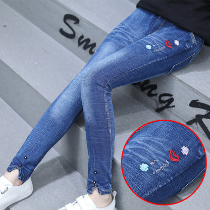 Pointed Star Skinny Jeans Korean Children"s Clothing Girls" Spring New Fashion Five Pointed Star J&E Discount Store 