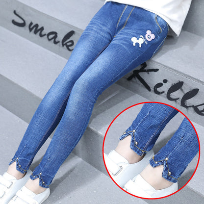 Pointed Star Skinny Jeans Korean Children"s Clothing Girls" Spring New Fashion Five Pointed Star J&E Discount Store 