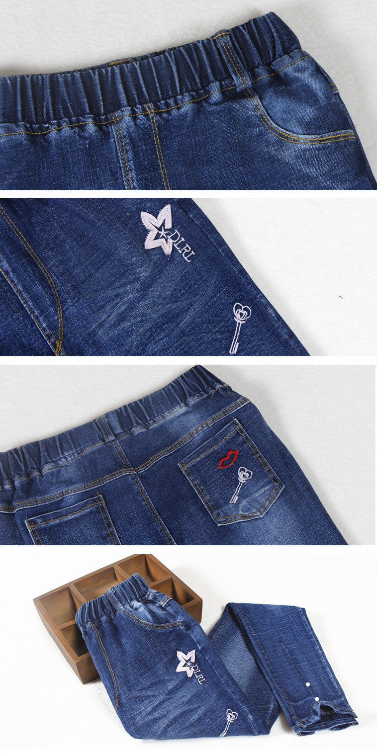 Pointed Star Skinny Jeans Korean Children"s Clothing Girls" Spring New Fashion Five Pointed Star J&E Discount Store 