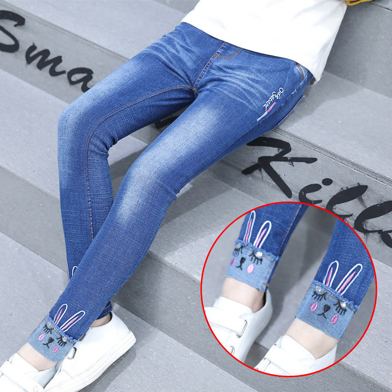 Pointed Star Skinny Jeans Korean Children"s Clothing Girls" Spring New Fashion Five Pointed Star J&E Discount Store 