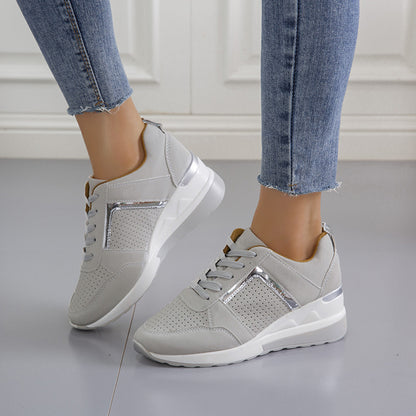 Sneakers Platform Wedge Heel Casual Shoes Lace- Sneakers Platform Wedge Heel Casual Shoes Lace-up Mesh Sneakers J&E Discount Store 