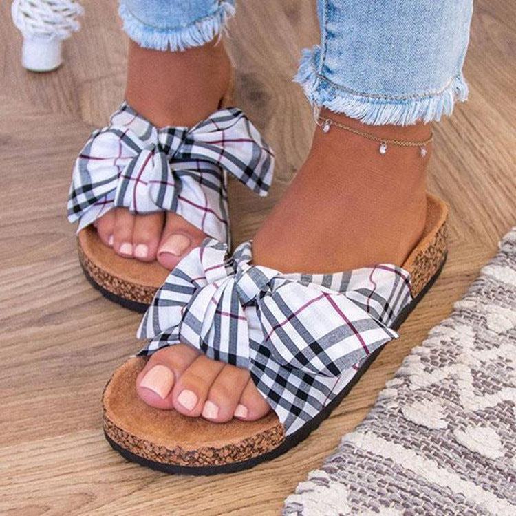 Summer Ladies Support Shoes Bowknot Flat Bottom Leopard Print African Sandals Summer Ladies Support Shoes Bowknot Flat Bottom Leopard Print African  J&E Discount Store 