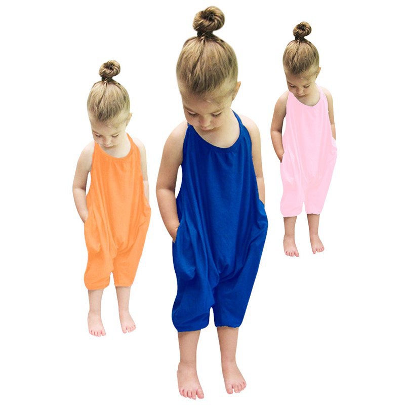 Fashion Kids Baby Girls Strap Cotton Romper Toddler Sling Jumpsuit Harem Trousers Lace New Fashion Kids Baby Girls Strap Cotton Romper Toddler Sling Jumpsuit J&E Discount Store 