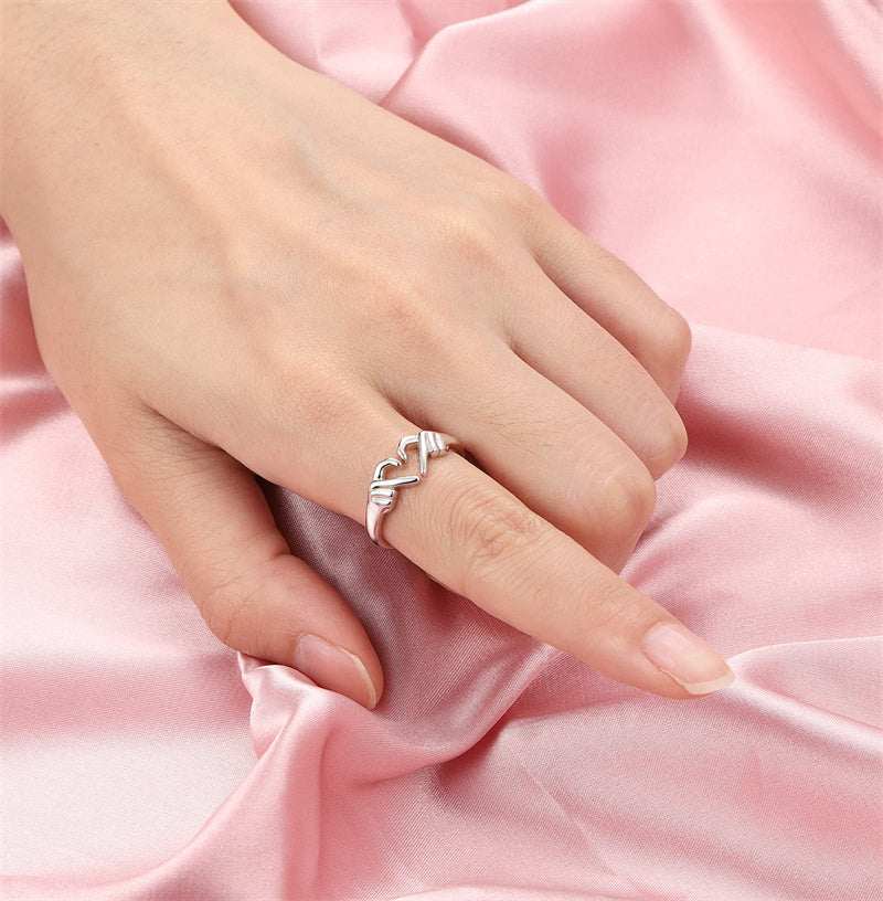 Women Couple Jewelry Silver Color Punk Gesture Wedding Men Finger Accessories Gifts Romantic Heart Hand Hug Fashion Ring For Women Couple Jewelry Silver C J&E Discount Store 