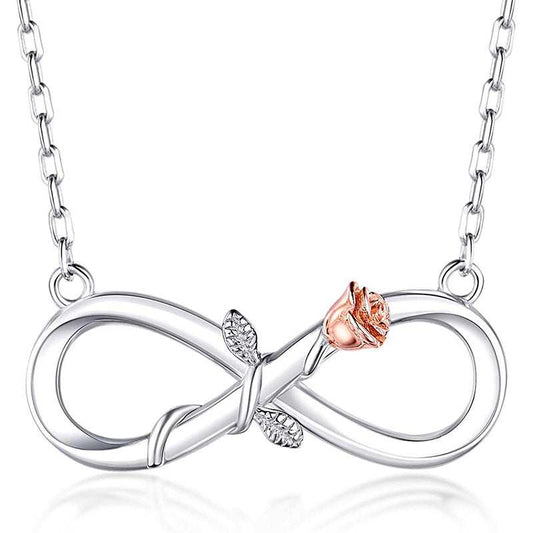 S925 Necklace-Silver 8-word Rose Necklace For Women-J&E Discount Store