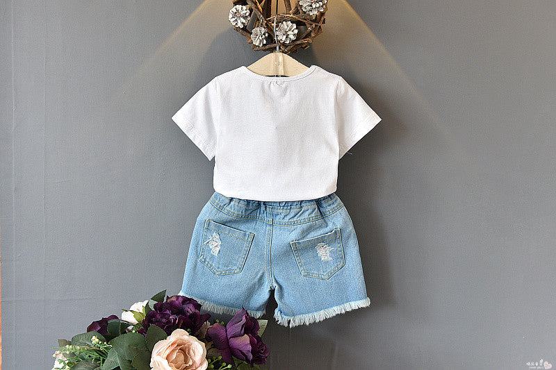 -piece summer children' Girls two-piece summer children's clothing girls short-sleeved T-shirt J&E Discount Store 