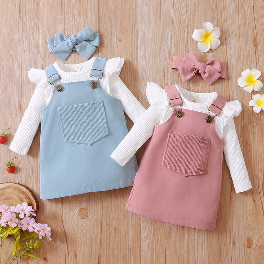 Newborn Baby Girls Autumn Clothes Set Solid Long Sleeve Newborn Baby Girls Autumn Clothes Set Solid Long Sleeve J&E Discount Store 