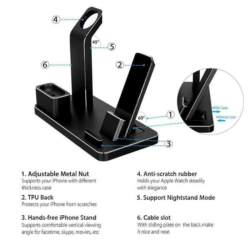 1 AIRPODS CHARGING DOCK HOLDER 4 IN 1 AIRPODS CHARGING DOCK HOLDER J&E Discount Store 