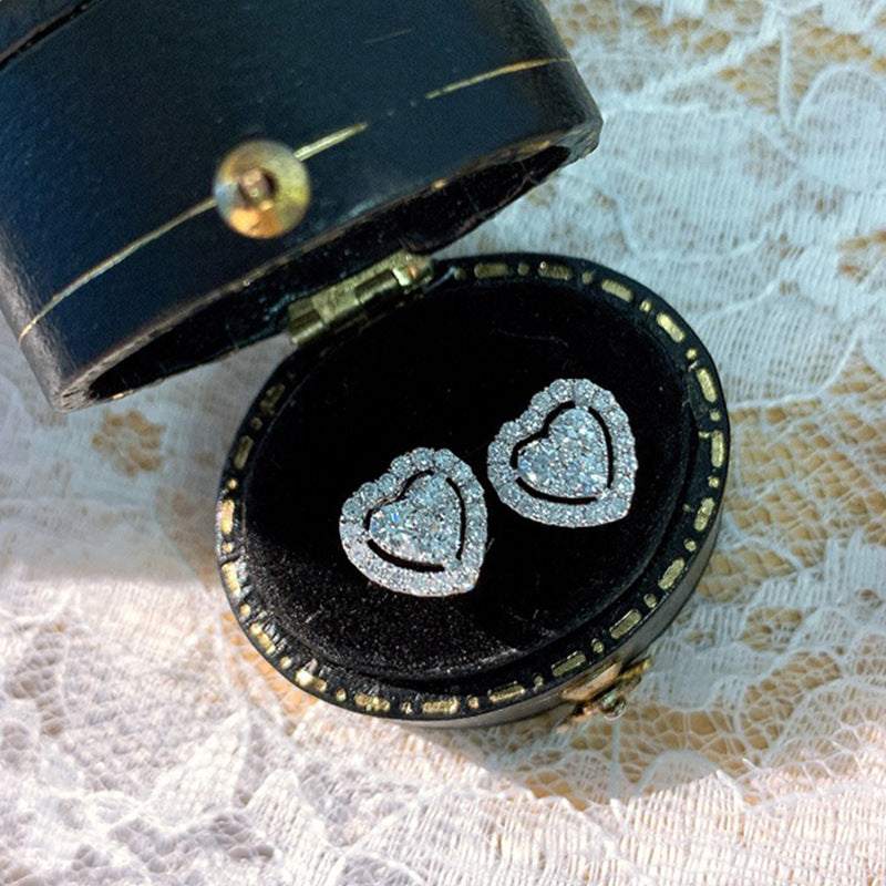 Rhinestone Love Stud Earrings Rhinestone Love Stud Earrings For Women Temperament Fashion Heart-shap J&E Discount Store 