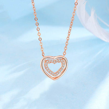 S925 Sterling Silver Heart S925 Sterling Silver Heart To Heart Pendant Necklace J&E Discount Store 