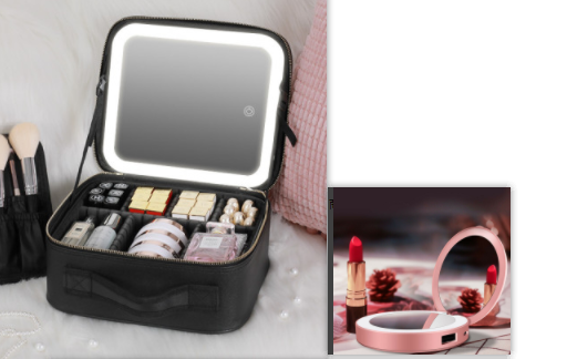 Mirror Cosmetic Bag Large Capacity Fashion Portable Storage Bag Travel Makeup Bags Smart LED Cosmetic Case With Mirror Cosmetic Bag Large Capacity Fashio J&E Discount Store 