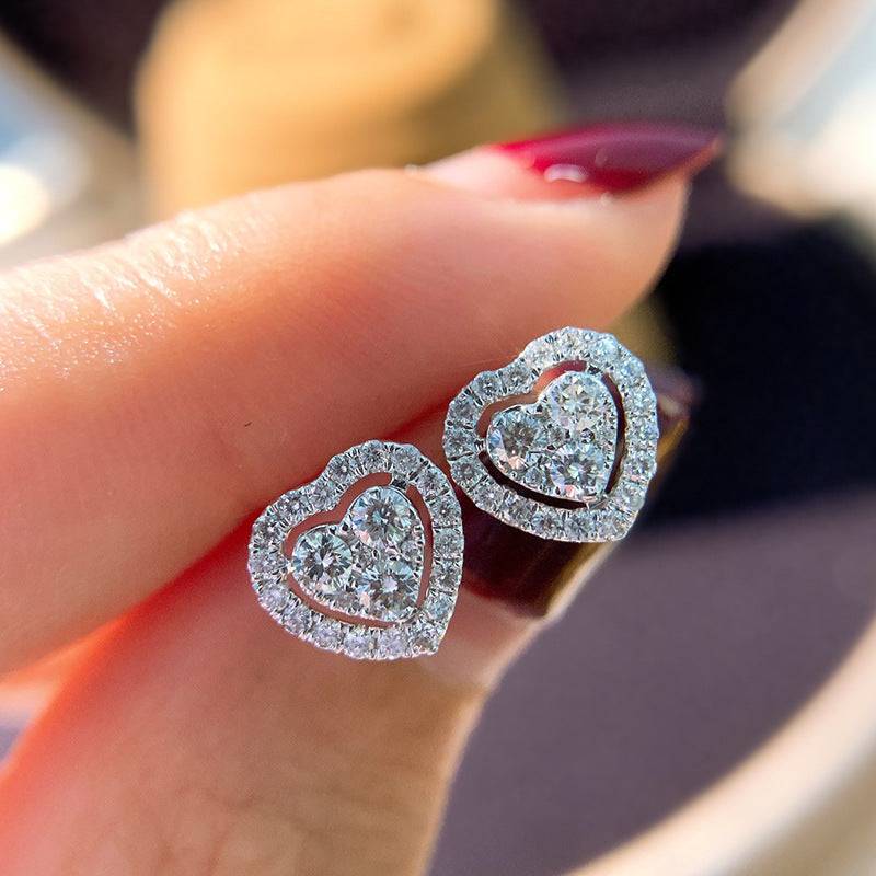 Rhinestone Love Stud Earrings Rhinestone Love Stud Earrings For Women Temperament Fashion Heart-shap J&E Discount Store 