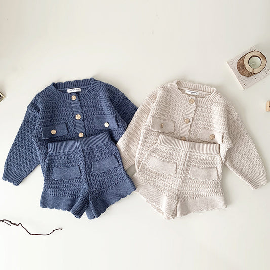 Round Neck knitted Short Set- J&E Discount Store- 9m to 3T