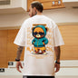 Loose Round Neck Ins Style Half Sleeve Couple T-shirt With Hooded Bear