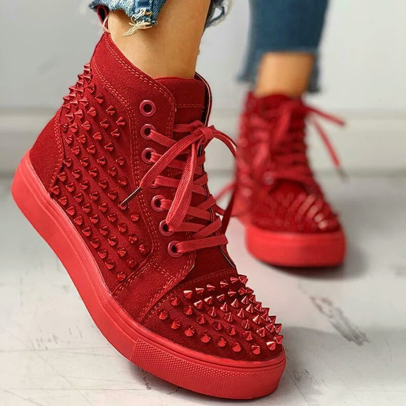 Men' Men's And Women's Thick-soled High-top Rhinestone Rivet Casual Sneaker J&E Discount Store 