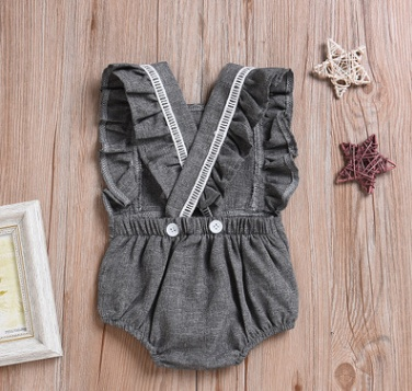 Linen Back Buckle Baby Rompers Linen Back Buckle Baby Rompers J&E Discount Store 