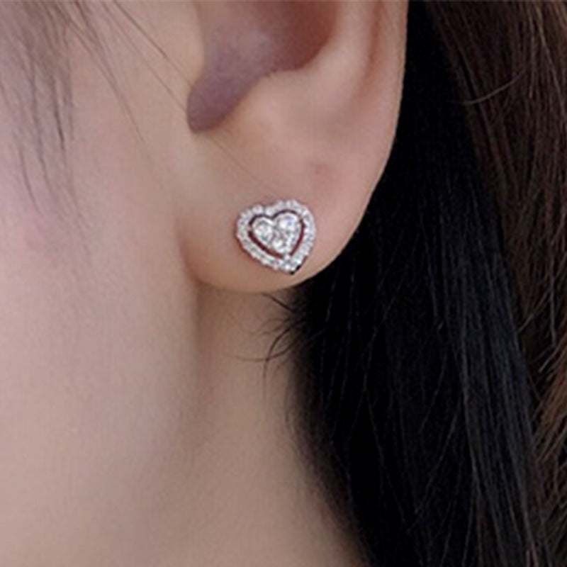 Rhinestone Love Stud Earrings Rhinestone Love Stud Earrings For Women Temperament Fashion Heart-shap J&E Discount Store 