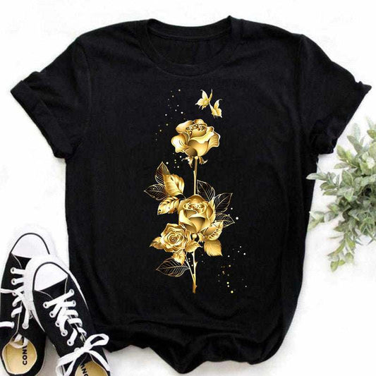 Plant Vintage Print Simple Women's Clothing T-shirt