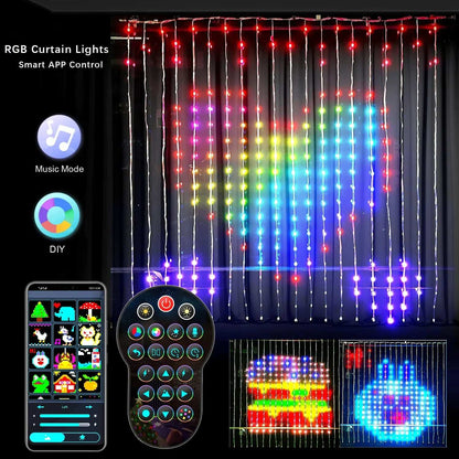 Smart LED RGB Curtain String Lights Bluetooth APP Control Smart LED RGB Curtain String Lights Bluetooth APP Control J&E Discount Store 