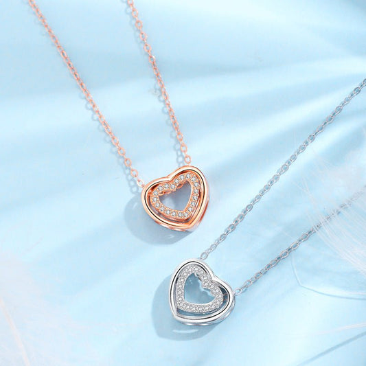 S925 Sterling Silver Heart S925 Sterling Silver Heart To Heart Pendant Necklace J&E Discount Store 