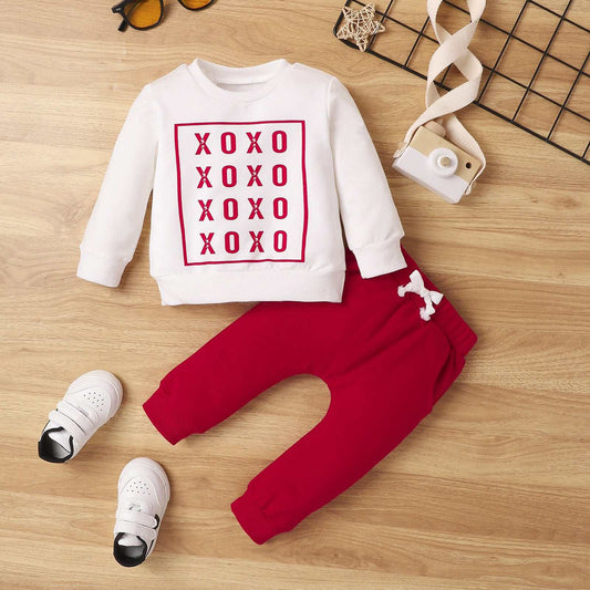 Long Sleeve Printed Letters Sweater Trousers Suit Long Sleeve Printed Letters Sweater Trousers Suit J&E Discount Store 