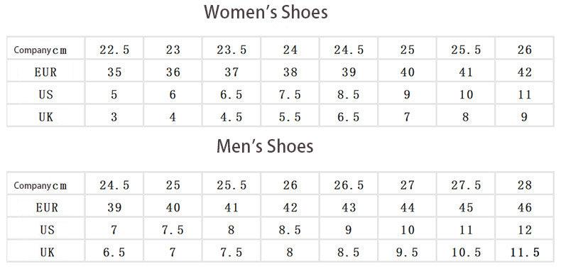 Adult sneaker size chart-women men's sneaker