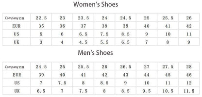Adult sneaker size chart-women men's sneaker