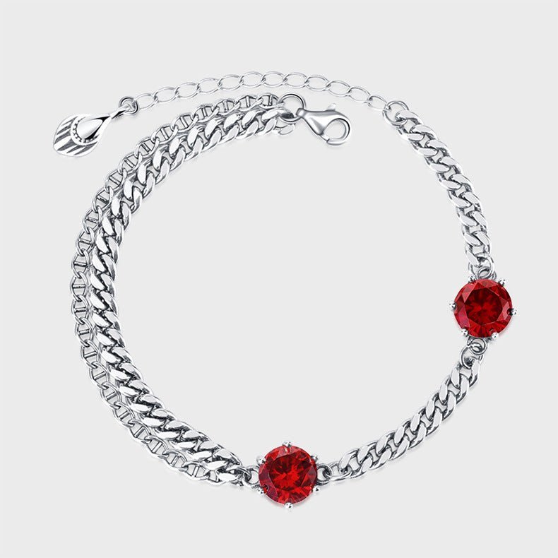 925 Sterling Silver Zircon Chain Double Layer Bracelet Female - J&E Discount Store
