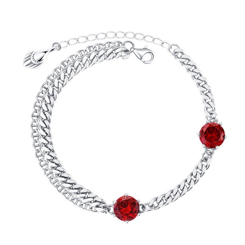 925 Sterling Silver Zircon Chain Double Layer Bracelet Female - J&E Discount Store