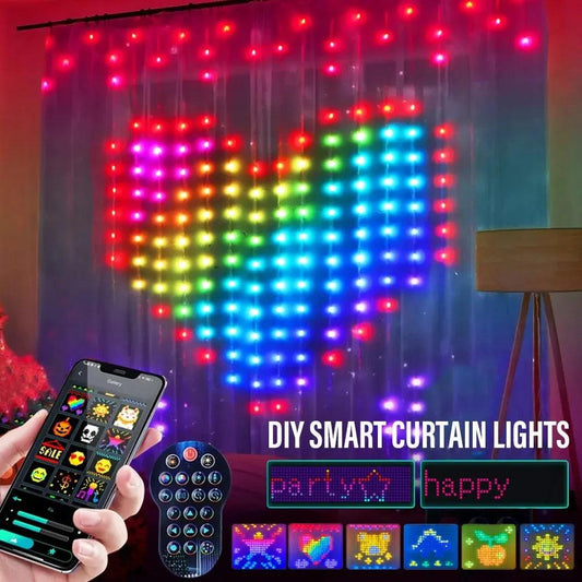 Smart LED RGB Curtain String Lights Bluetooth APP Control Smart LED RGB Curtain String Lights Bluetooth APP Control J&E Discount Store 