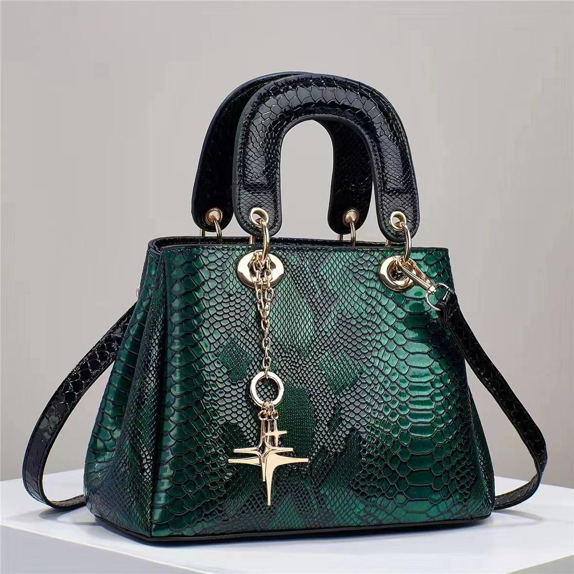 Women's Fashion Crocodile Pattern Shoulder Bag Green