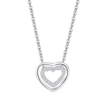 S925 Sterling Silver Heart S925 Sterling Silver Heart To Heart Pendant Necklace J&E Discount Store 