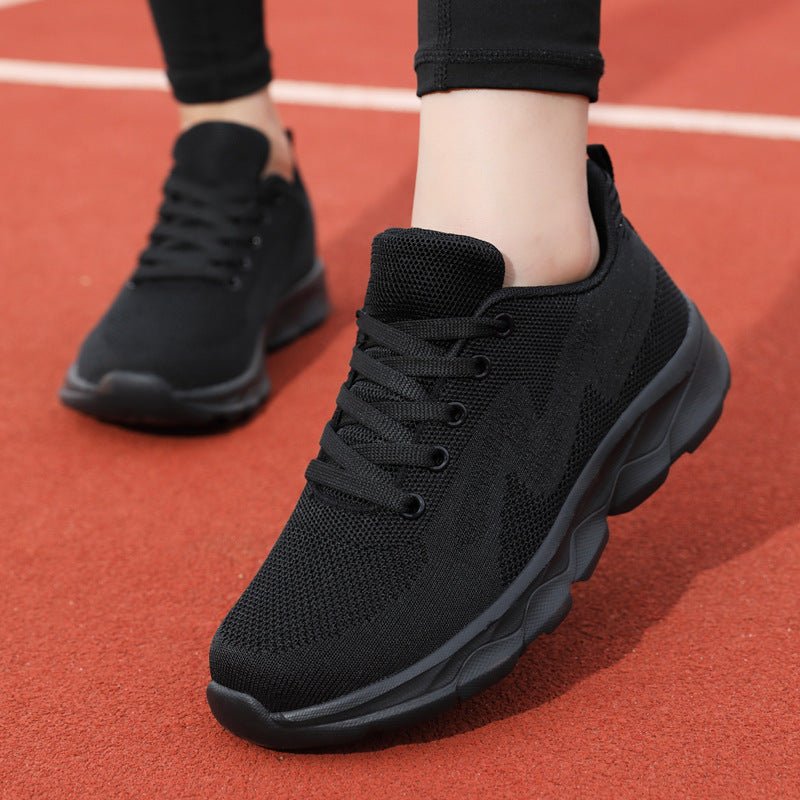 Lightweight Mesh Breathable Casual Soft Bottom Running Shoes All Black Sneaker Women's Lightweight Mesh Breathable Casual Soft Bott J&E Discount Store 