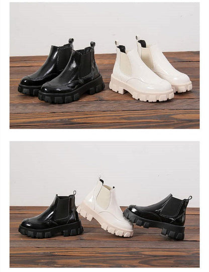 -match Patent Leather Boots All-match Patent Leather Boots With Wedge Heel J&E Discount Store 