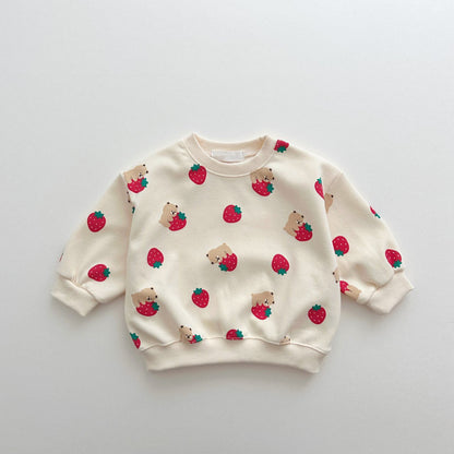 Girls Strawberry Printed Sweater Suit Baby Boys And Girls Strawberry Printed Sweater Suit J&E Discount Store 