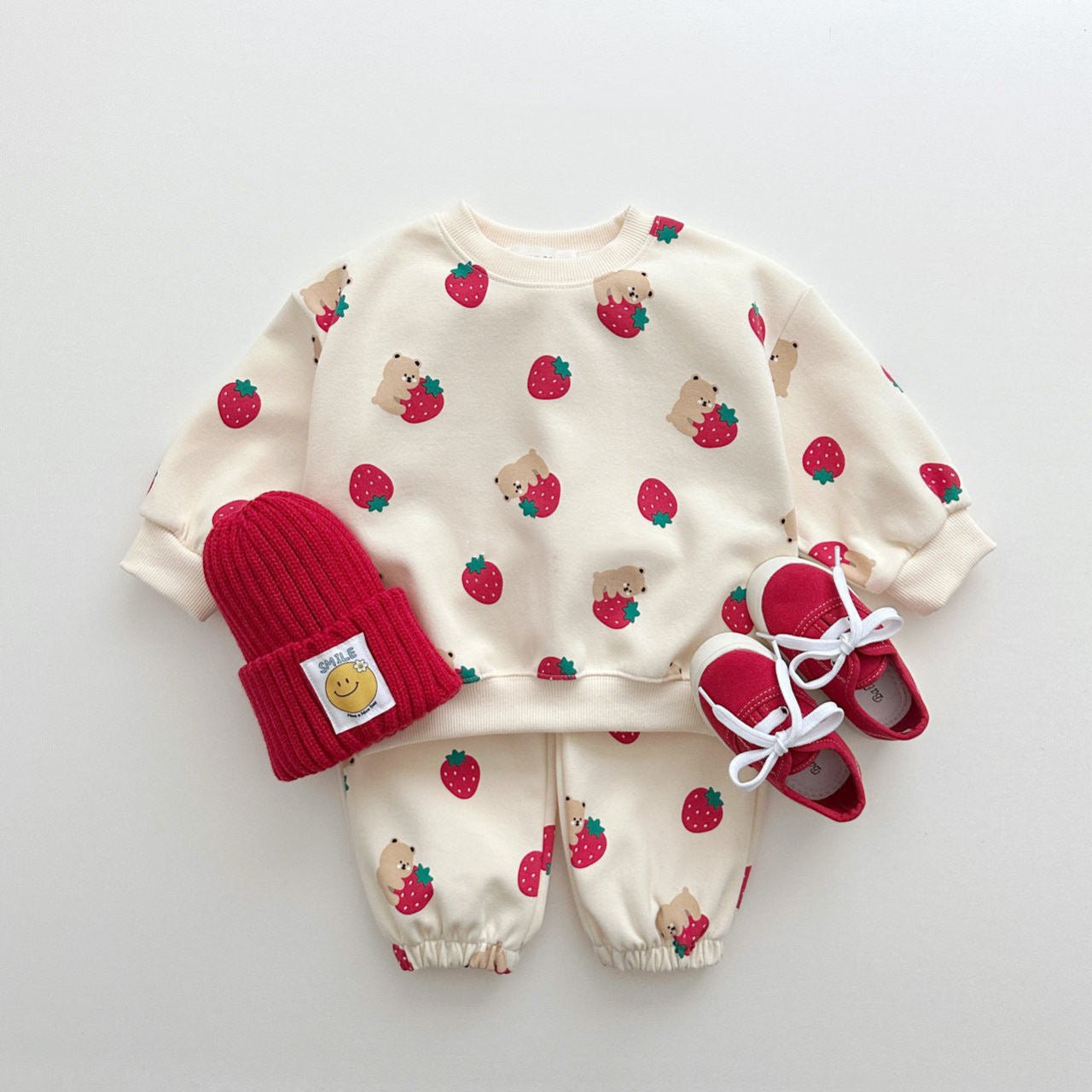 Girls Strawberry Printed Sweater Suit Baby Boys And Girls Strawberry Printed Sweater Suit J&E Discount Store 